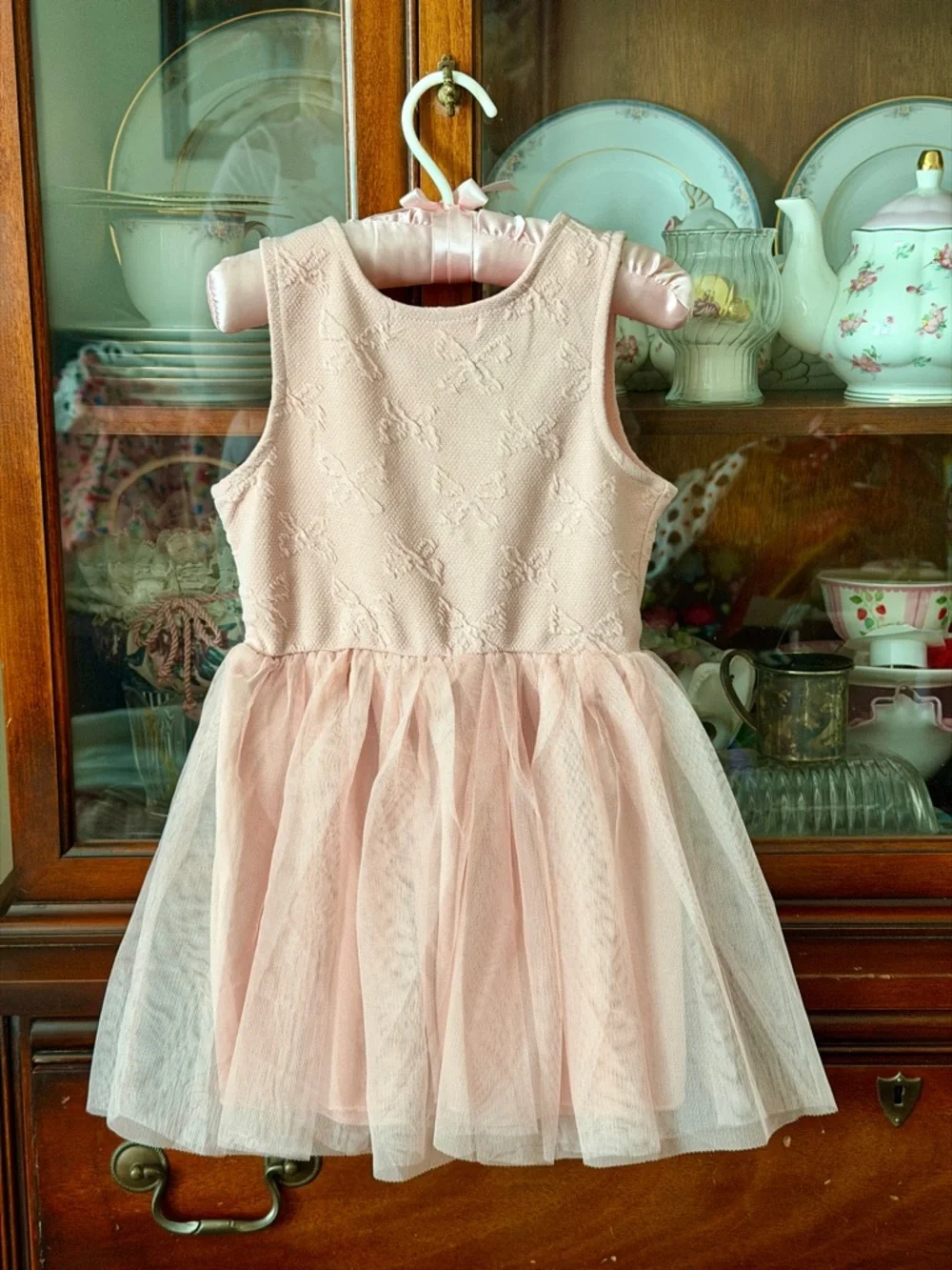 Pink Girls' Coat with Dress Set